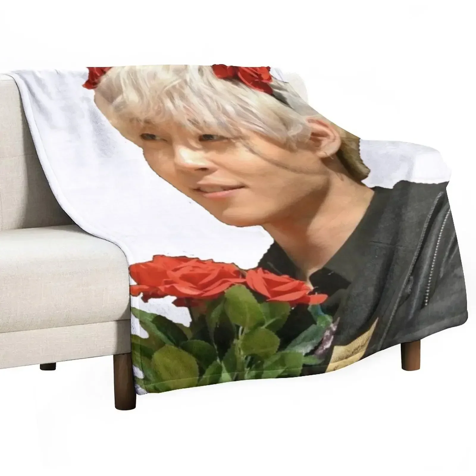 Kim Woosung cute face Sammy The Rose band kpop Throw Blanket for winter Heavy Hairy Flannels Blankets