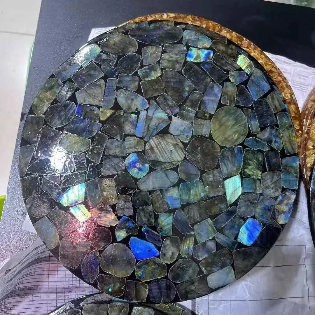 

18-25 см натуральный синий флэш-лабрадорит хрустальный камень подставка для продуктов плита целебный кристалл минеральные образцы мебельная пластина