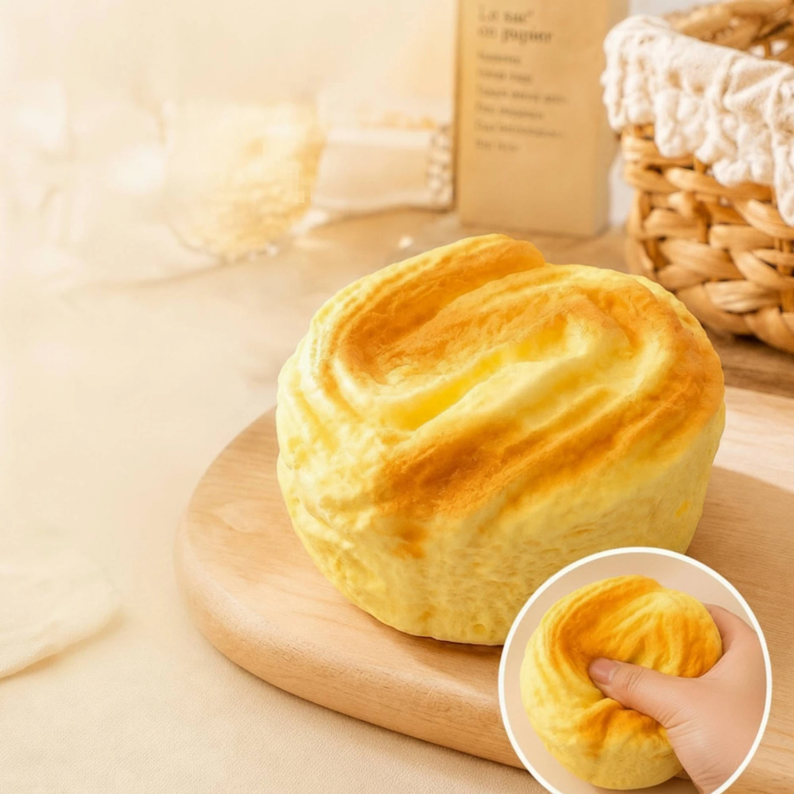 Bread Squishy Realistic Bread Press Toy Squishy Toy with Slow-Rebound Soft for Office, Desk