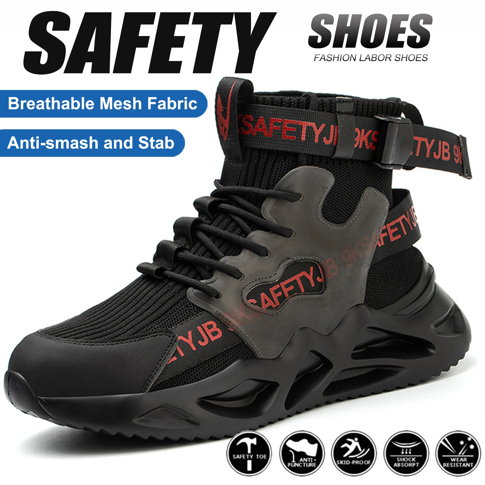 

Work Boots Safety Steel Toe Shoes for Men and Women Slip Resistant Lightweight Breathable Industrial & Construction Sneakers