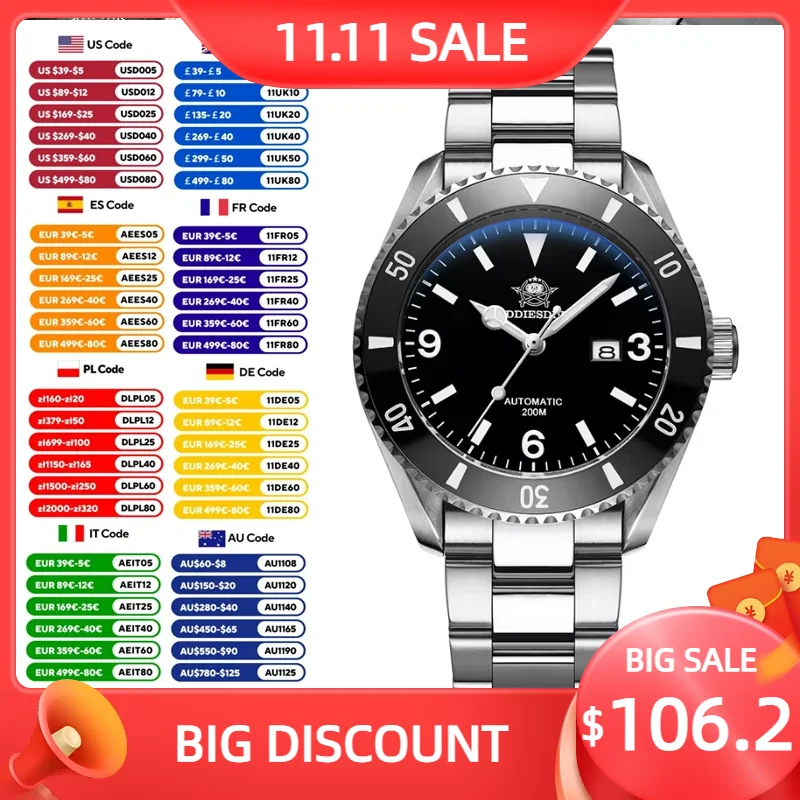 

ADDIESDIVE Top Brand NH35 Men Automatic Mechanical Watch Sapphire Stainless Steel 200M Luminous Diving Watches Relogio Masculino