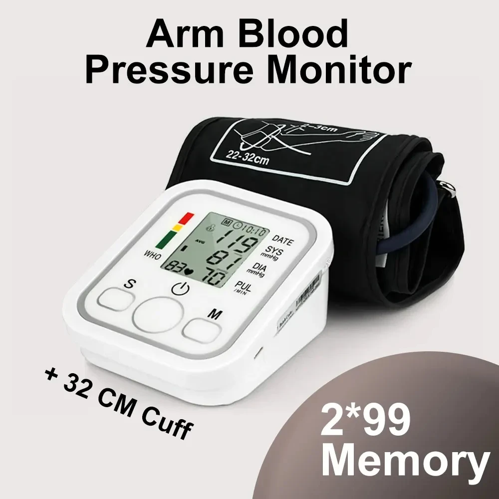 Arm Blood Pressure Monitor BP Equipment Automatic Professional Medical Portable Tonometer Digital Tensiometer Heart Rate Monitor