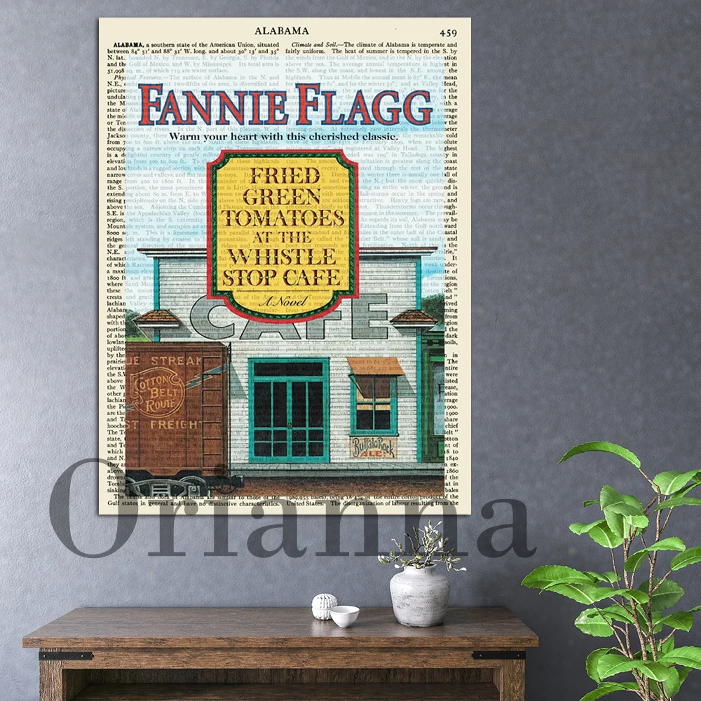 Book Cover Fried Green Tomatoes At The Whistle Stop Cafe Nostalgia Retro Art Prints Posters Book Lover Literary Bookcase Decor