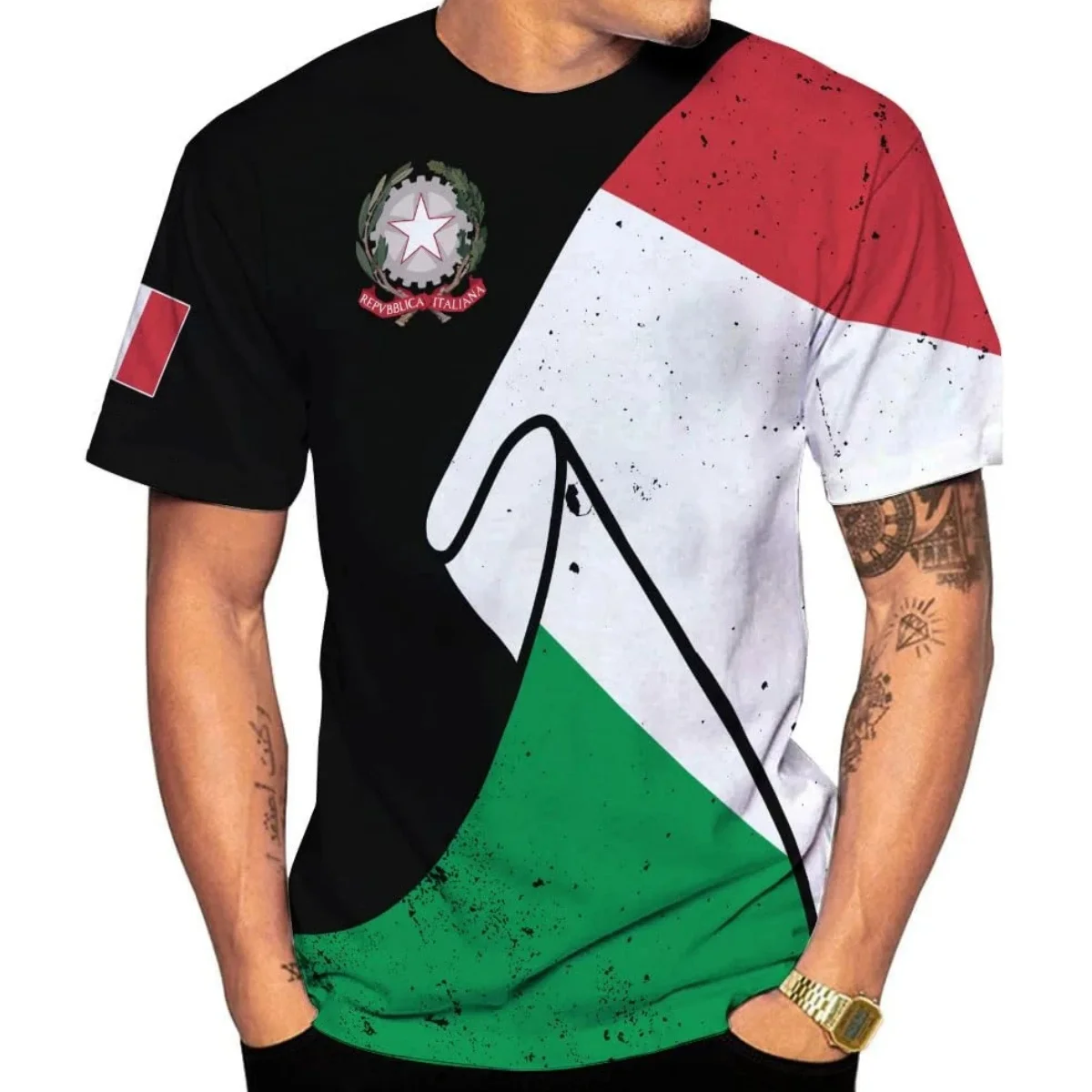 Italy Flag Printed Men\'s T Shirt Summer O-Neck Loose Short Sleeve Oversized Tee Shirt Casual Streetwear Harajaku Men Clothing