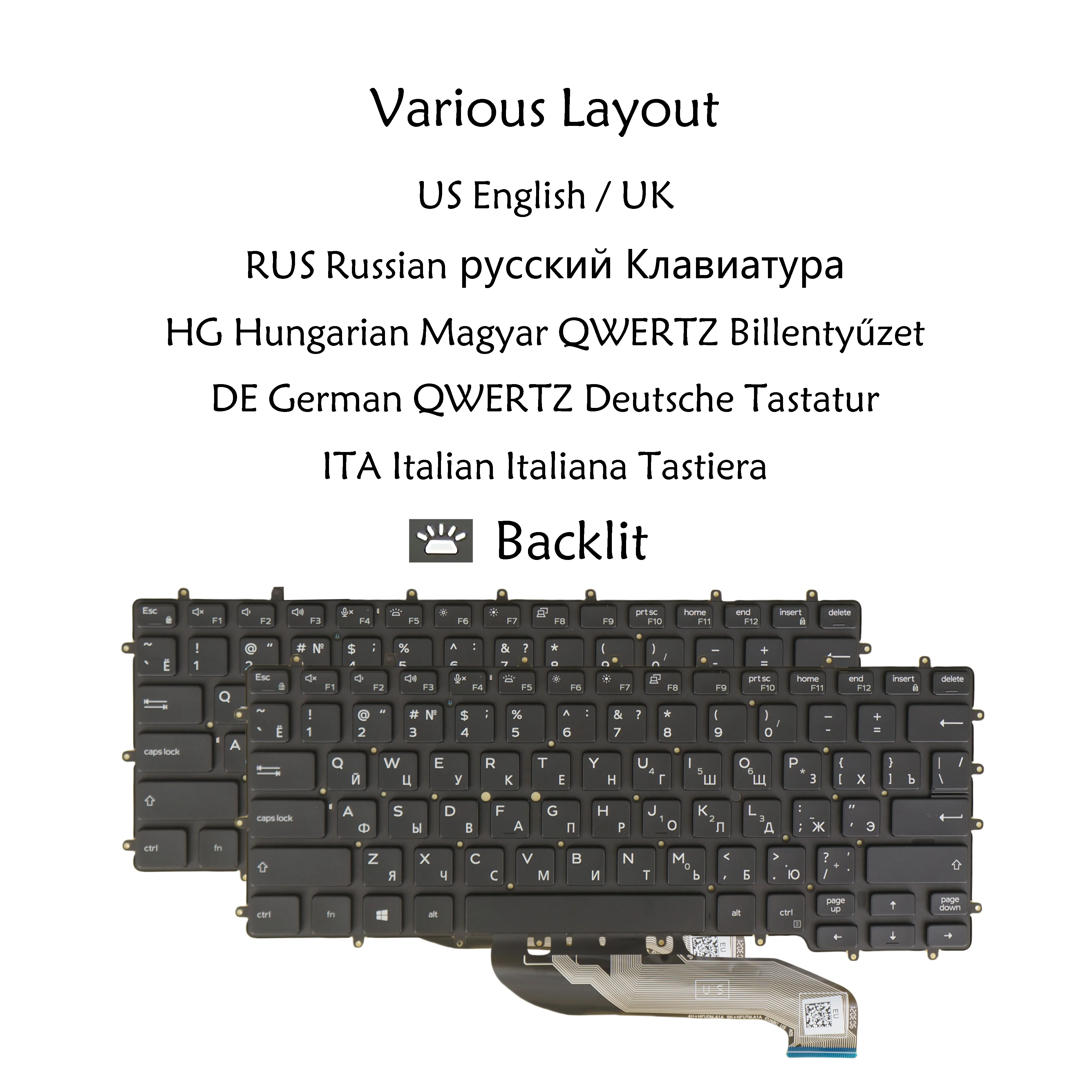 

Backlit Laptop Keyboard for Dell Latitude 7400 2-in-1, 9410 2in1, 9410 NPWJF F5JJ0 US UK Hungarian German QWERTZ Italian Russian