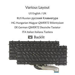 Backlit Laptop Keyboard for Dell Latitude 7400 2-in-1, 9410 2in1, 9410 NPWJF F5JJ0 US UK Hungarian German QWERTZ Italian Russian