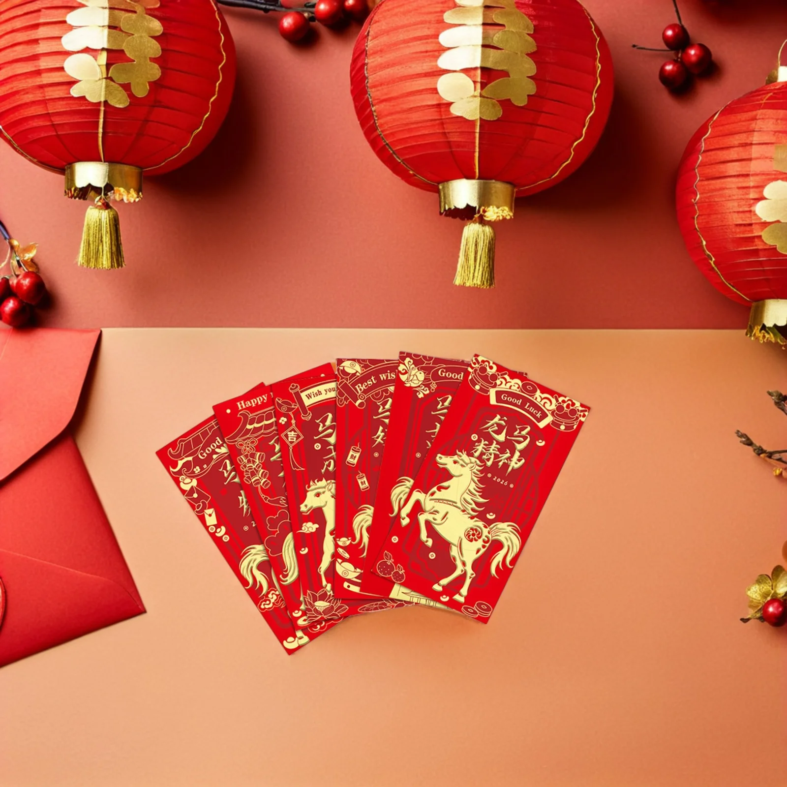 

48Pcs Horse Year Red Envelopes Chinese Lunar New Year Cash Envelopes Festive Hongbao Gift Pockets for Spring Festival Wedding
