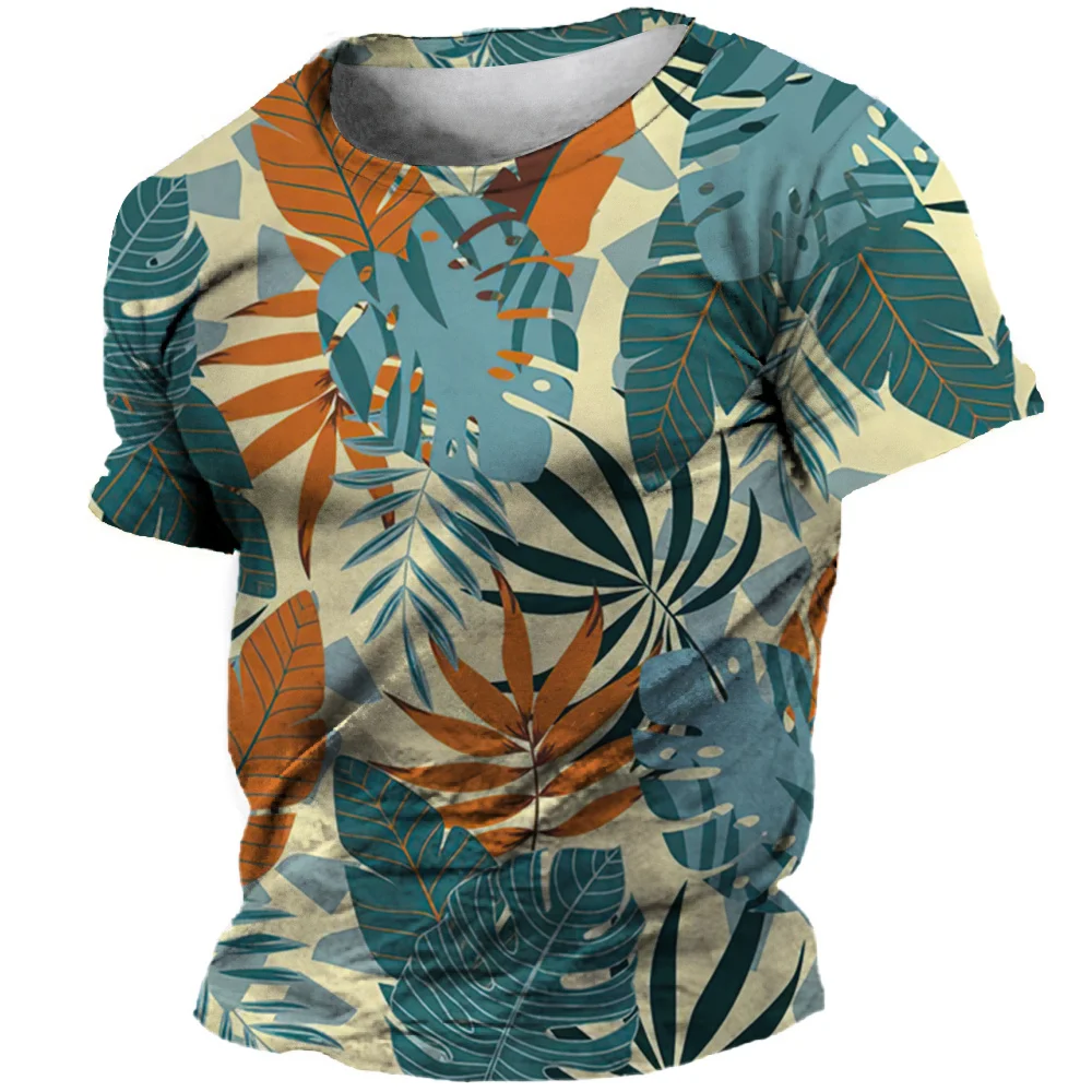 Men\'S Summer T-Shirts 3D Coconut Tree Print Short Sleeve Tops Hawaiian Casual Holiday T Shirt Oversized Tee Shirt Men Clothing