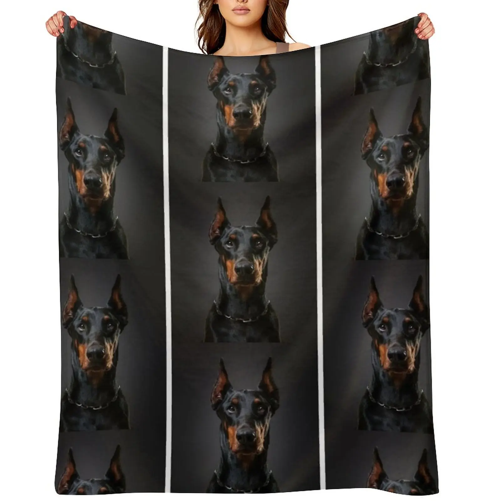 

Doberman Graphic Throw Blanket For Decorative Sofa Heavy Decorative Beds Furry Blankets