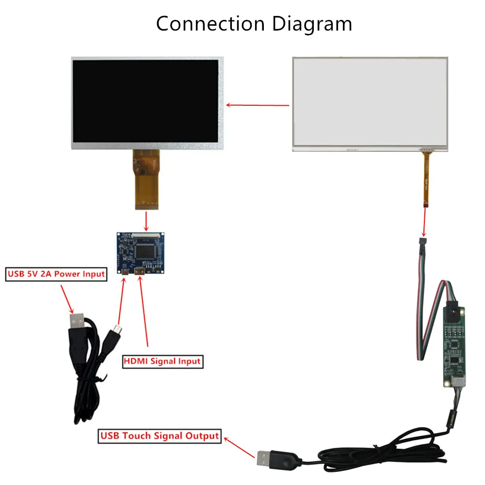 Imagem -06 - Diy Tela Lcd Digitador Touchscreen Driver Placa de Controle Compatível com Hdmi Raspberry Kit Monitor pi 7