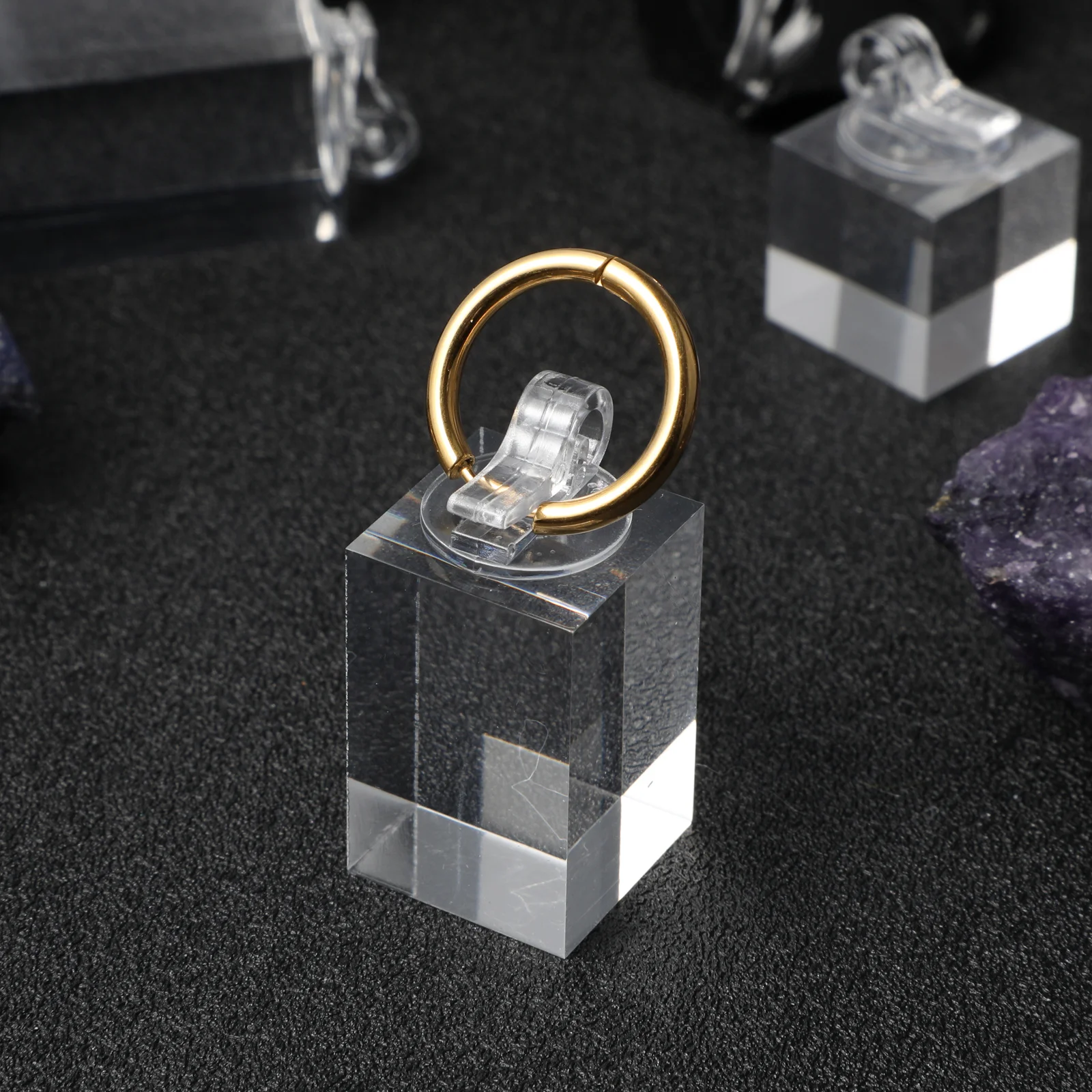 7 قطعة واضح الاكريليك مكعب حلقة عرض موقف حامل للمجوهرات أقراط تخزين شفافة منظم سطح المكتب عرض مكعبة