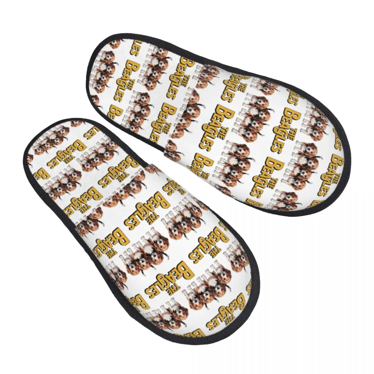 Custom The Beagles Four Beagle Dog Crossing Slippers Memory Foam Warm Soft Women House Slipper Indoor Cozy Shoes