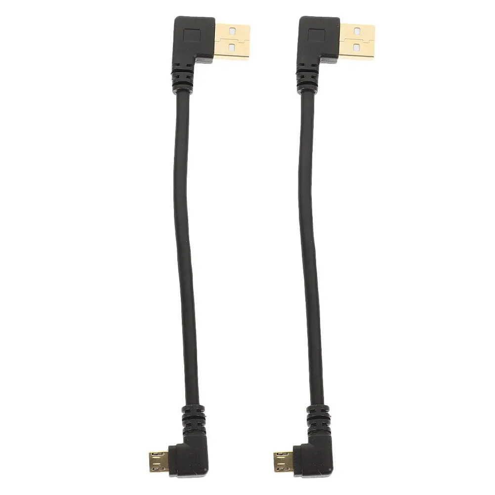 2 câbles USB à angle droit, micro USB courts, câbles de charge et de transfert de données fiables, adaptateur mâle-mâle pour appareils mobiles.