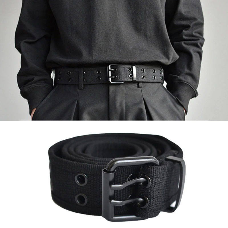 

Nylon Weaving Men's Square Buckle Belt Korean Fashion Hole Pants Jeans Trousers Pin Waistband Belts For Men