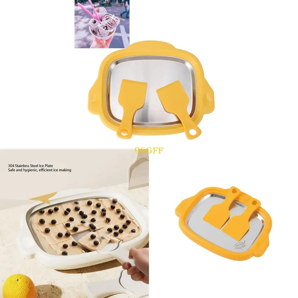 96GF Home Rolled Ice Cream Maker Freeze Plate with 2 Scrapers Homemade