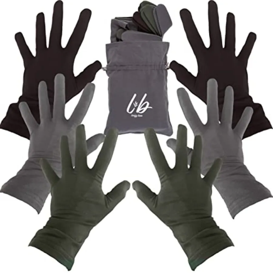 

Bamboo Gloves for Eczema Small Women Dry Hands Overnight Moisturizing Gloves 3 Pairs