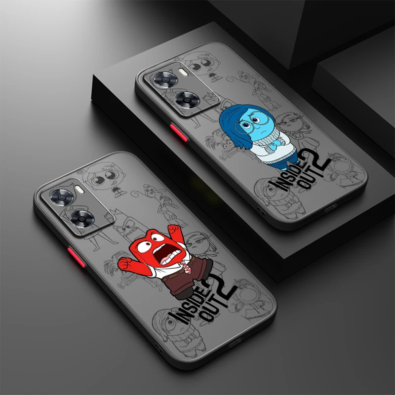 Disney Inside Out 2 Cartoon Frosted Translucent For OPPO X5 X3 A54S A5 A94 A16 A53S A57 A74 A72 A96 A98 A78 5G Back Phone Case