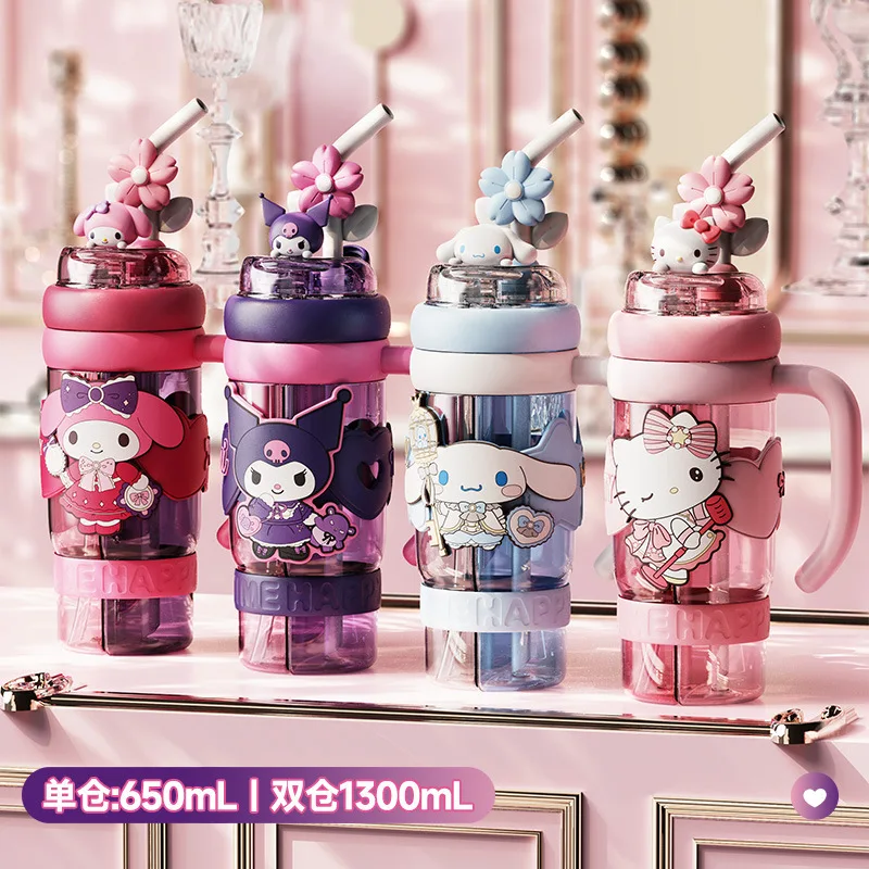 

Бутылка для воды Hello Kitty Dual Drink Space Cup 1300 мл, большая емкость, из тритана, герметичная, портативная, для путешествий на природе, для девочек