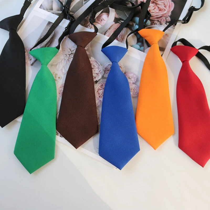 Small Tie for Boys and Girls Short Solid Color Bright Children's Mini  Tie Don't Need To Manually Knot Tie Uniform Accessories