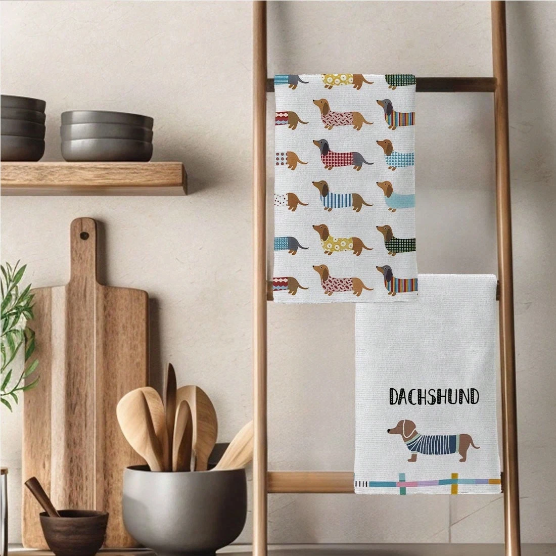 2PC Watercolor Cartoon Dachshu - Home Textiles Towel Set ulasan dan harga