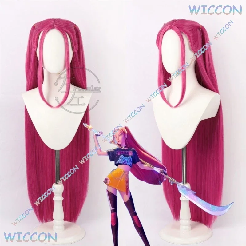 Kpop mira zoey rumi demônio caçador peruca cosplay rosa azul ombre cabelo sintético com couro cabeludo superior para anime bruxa grupo traje
