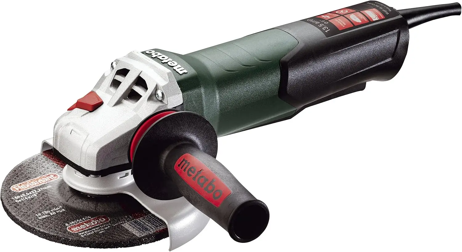 Metabo 6-Inch Angle Grinder, 13.5 Amp, 9,600 RPM, Electronics, Non-locking Paddle Switch, WEP 15-150 Quick, 600488420, Green