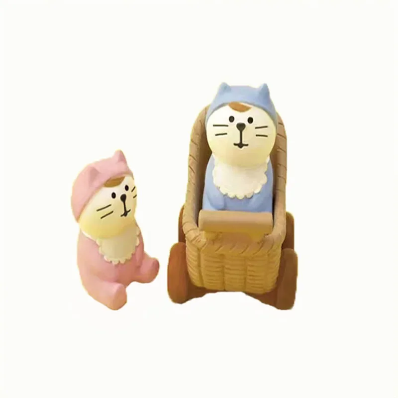 Baby Kat Actiefiguren Kinderwagen Stoel Kitten Miniatuur Ornament Accessorie Fotografie Prop Auto Interieur Desktop Decor