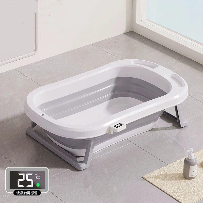 4/7Piece Collapsible Baby Bathtub Set with Thermometer Bathtub Baby tub Sling to Toddler 0-24 Months