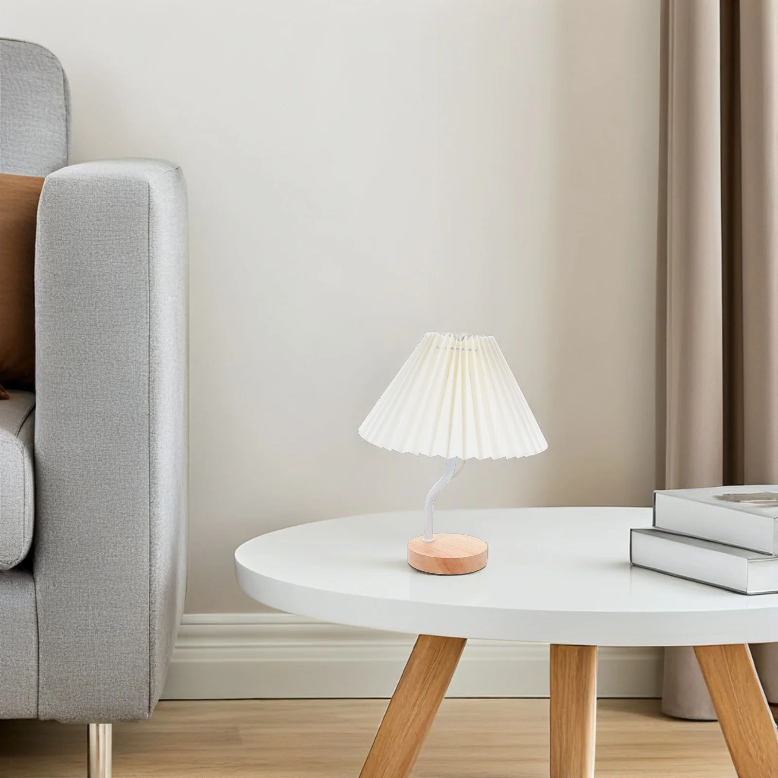 

Ambient Light Small Bedroom Lamp Pleated Nightstand Desk Table Lamps Bedside Wrinkle USB Fabric