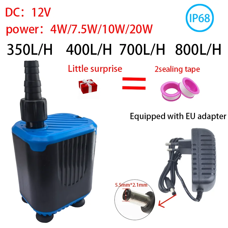 

800L/H mini bottom suction submersible pump DC12V high head large flow silent water circulation pump fish tank filtration
