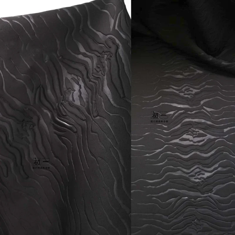 

Черная лазерная гравировка с тиснением воздушного слоя, ткань, ветровка, пальто, брюки, платье, дизайнерская одежда, швейный материал, оптовая продажа, ткань