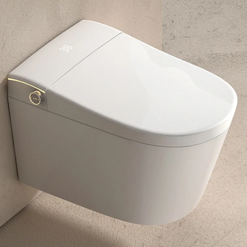 Built In WaterTank Toilet with RemoteControl Foot Sensor Flushing Wall-Hung Smart Toilet Heated Seat Convenient Knob and Pre-Wet