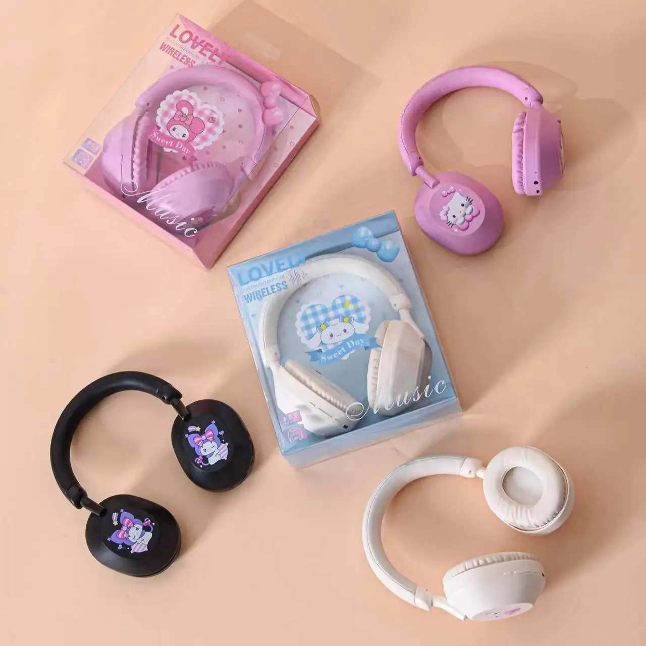 Sanrio Bluetooth Headphones Hello Kity Kuromi Cartoon Wireless Sports Earphones High Appearance Gaming Headsets Noise Reduction