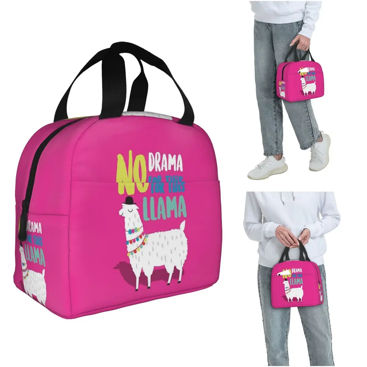 Llama Alpaca Animal Insulated Lunch Bag for Women Kids Portable Food Boxes Thermal Lunch Box Tote