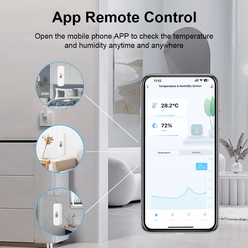 Indoor Thermostat Temperature Detector Outdoor Wifi Temperature and Humidity Sensor With Smart Life APP for Greenhouse