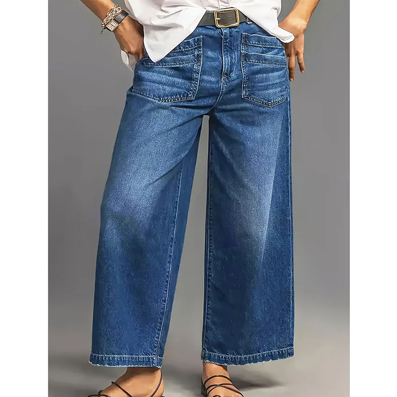Girls Fashion Classic Baggy Straight Leg Jeans Female Korean High Waist Denim Pants Women Retro Casual Designer Trousers