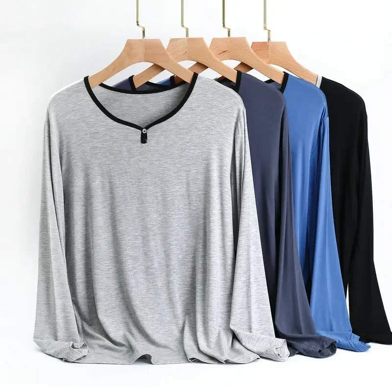 

Pyjama Autumn Single And Homme Men's Modal Spring Thin Sleeved Piece Homewear T-shirt Pyjamas Long Cotton Roomwear Men