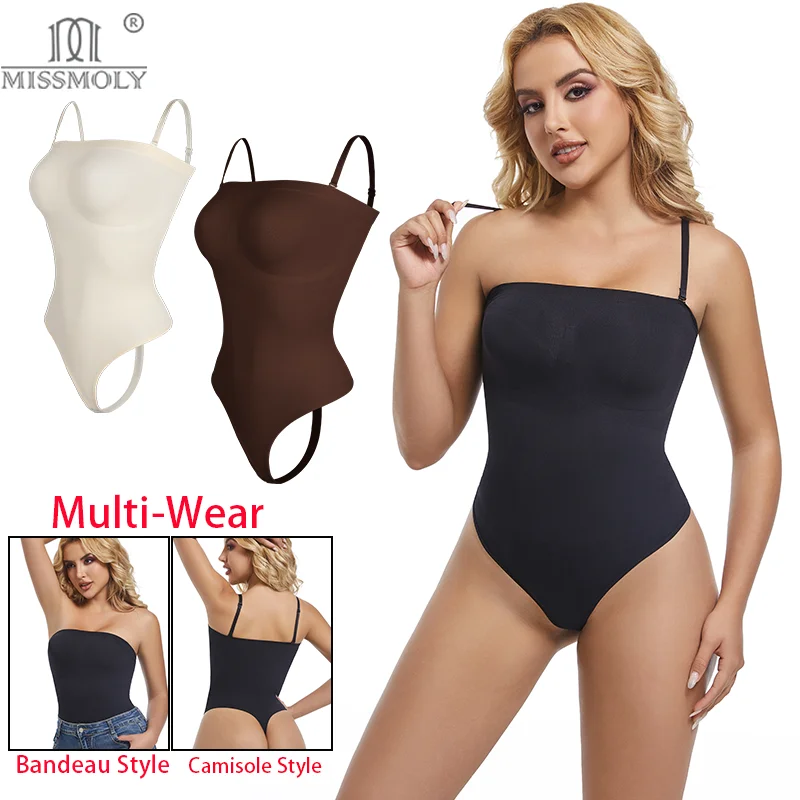 

Womens Sexy Strapless Bodysuits Shapewear Tummy Control Thong Waist Trainer Butt Lifter Corset Slimming Compression Body Shaper