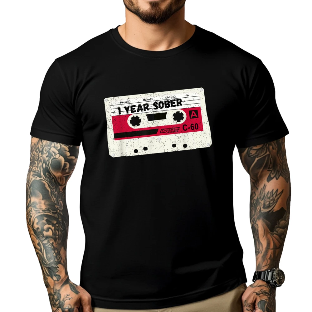 Aniversario sobrano Aa Na Un año Cassette sobrudo Camisetas gráficas Hombre Otoño Regalos para hombre Estilo punk