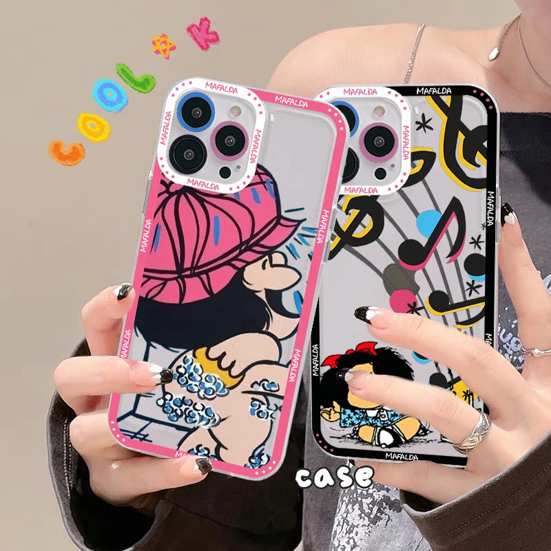 

Mafalda Phone Case For IPhone 11 12 13 14 Mini Pro Max XR X XS TPU Clear Case For 8 7 6 Plus SE 2020