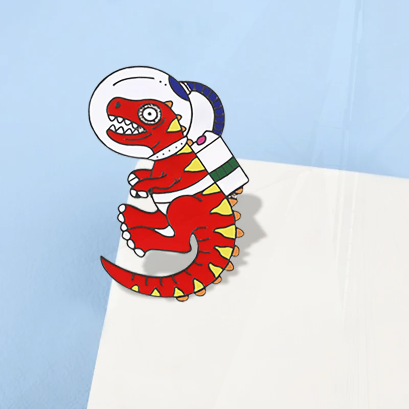 Kattenwalvis Email Spelden Shirt Kraag Label Broche Grappige Badge Sieraden Universum Dennen Astronaut Raketten Ruimte Schattige Dier Dinosaurus