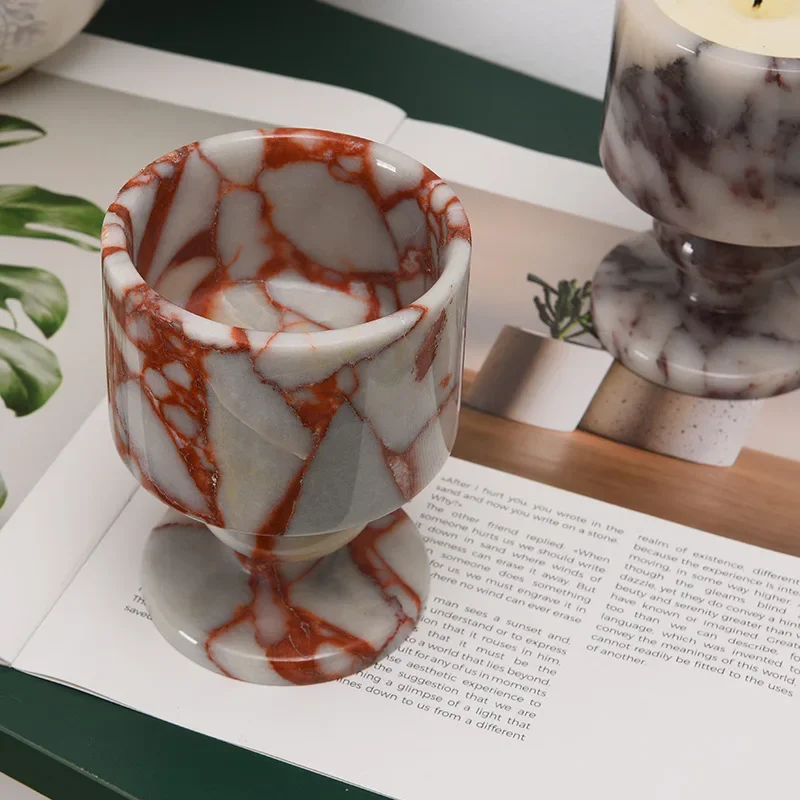 Natural Bulgari Marble Aromatherapy Cup Modern Nordic Stone Candle Ornaments For Living Rooms Home Decor