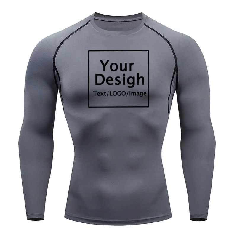 Men\'s Custom Compression Shirts Your Design Logo Top Original Design Print Tshirts Sports Jogging Workout Gym Quick Dry T-Shirt