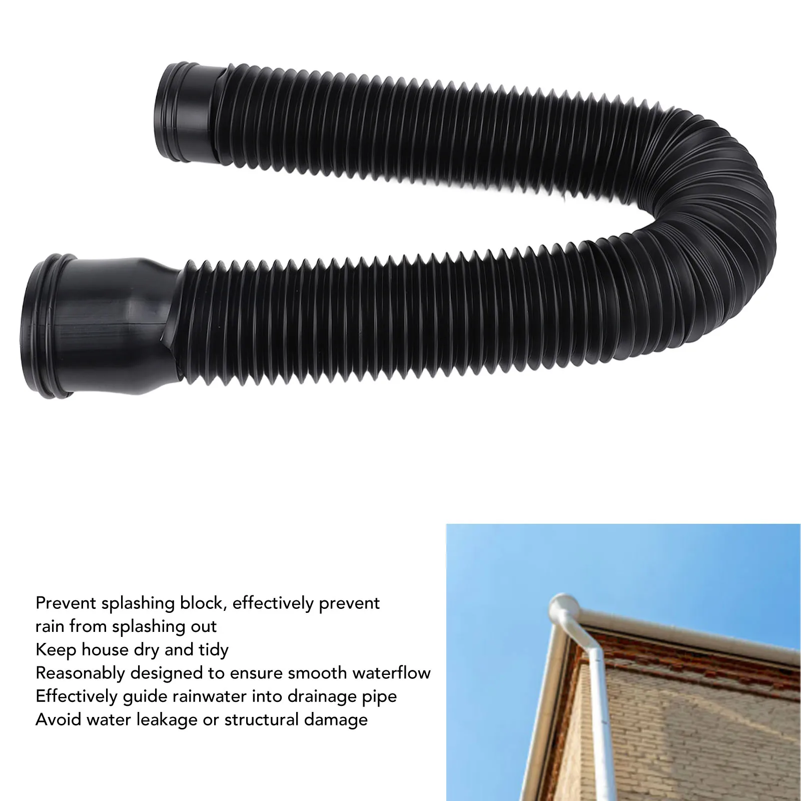 

Drain Away Downspout Extender Rain Gutter Downspout Extension Flexible PE Extendable Drain Away Extender for Outdoor Villa Round