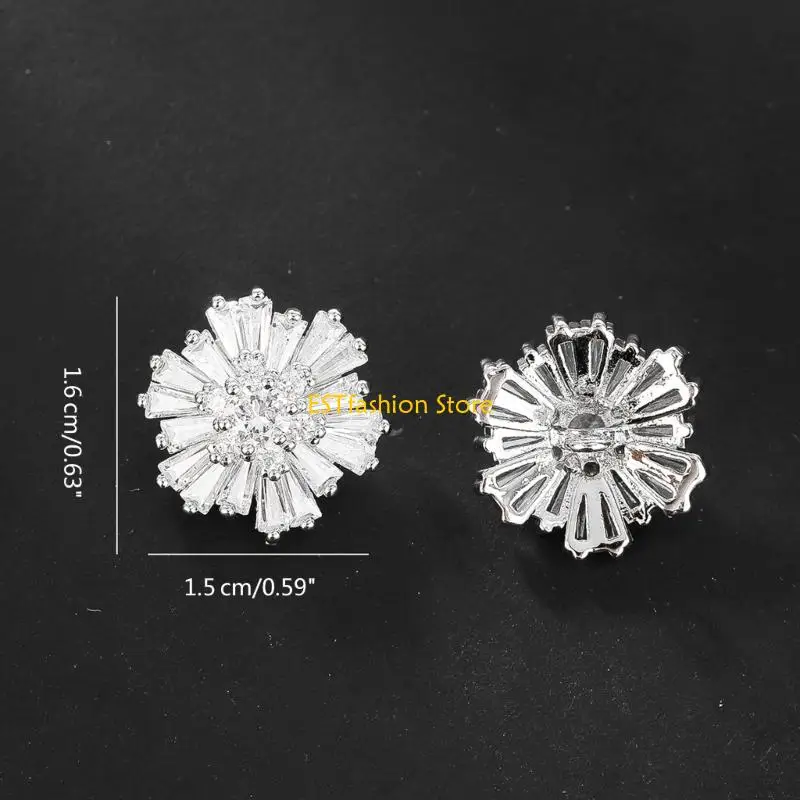 Y5GC 2 unids/set botones diamantes imitación flores Metal, botones cosidos para camisa, accesorios DIY, hechos