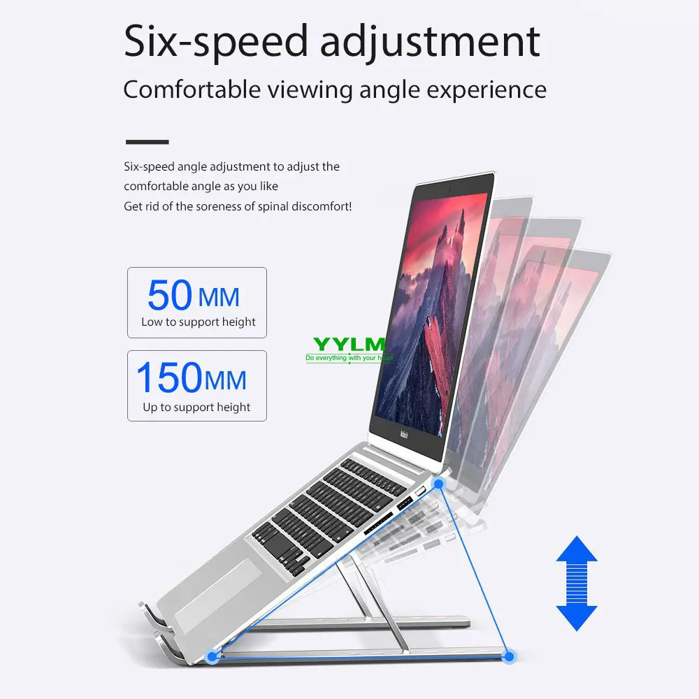 YYLM N3 Desktop Portable Aluminum Alloy Laptop Stand Foldable Heightened For iPad Bracket Notebook Metal Cooling Base In Stock