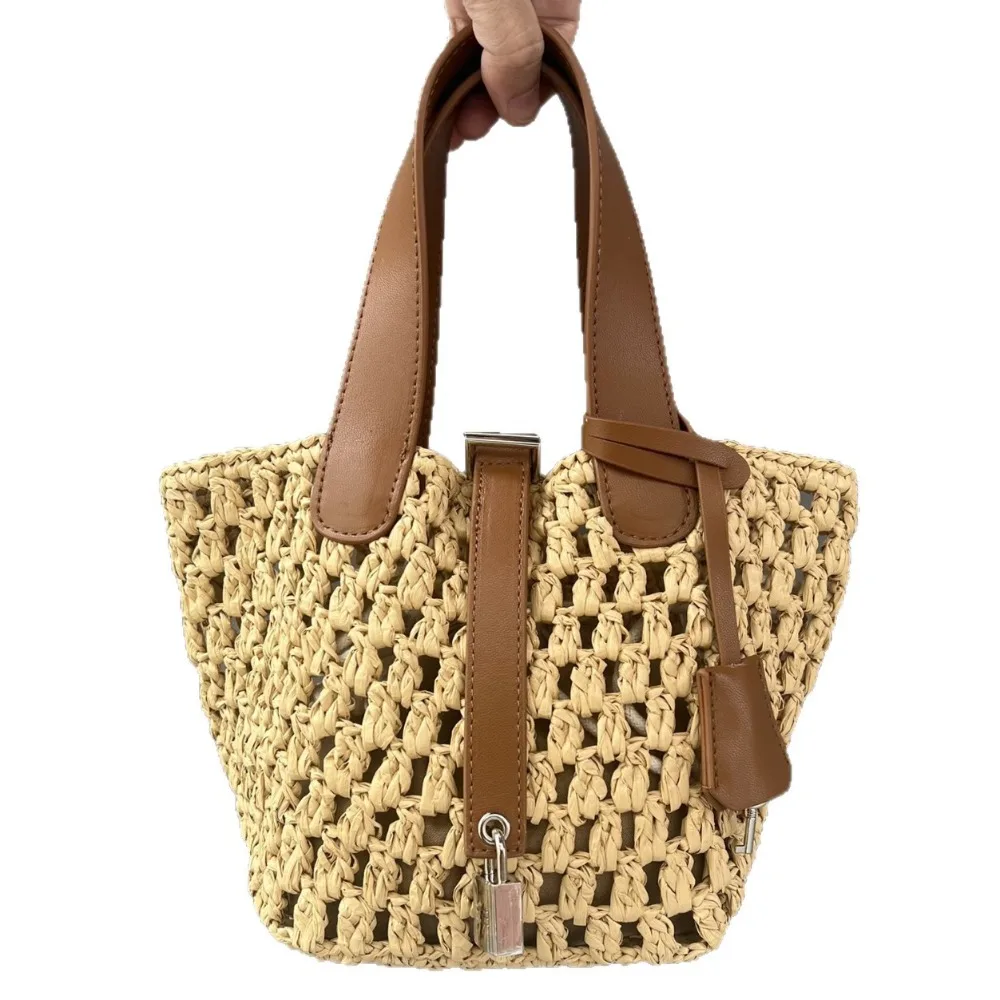 

Новая летняя плетеная сумка-тоут из соломки для фото, отдыха и шопинга, большая вместимость, уникальный дизайн, повседневная, простая, свободная.