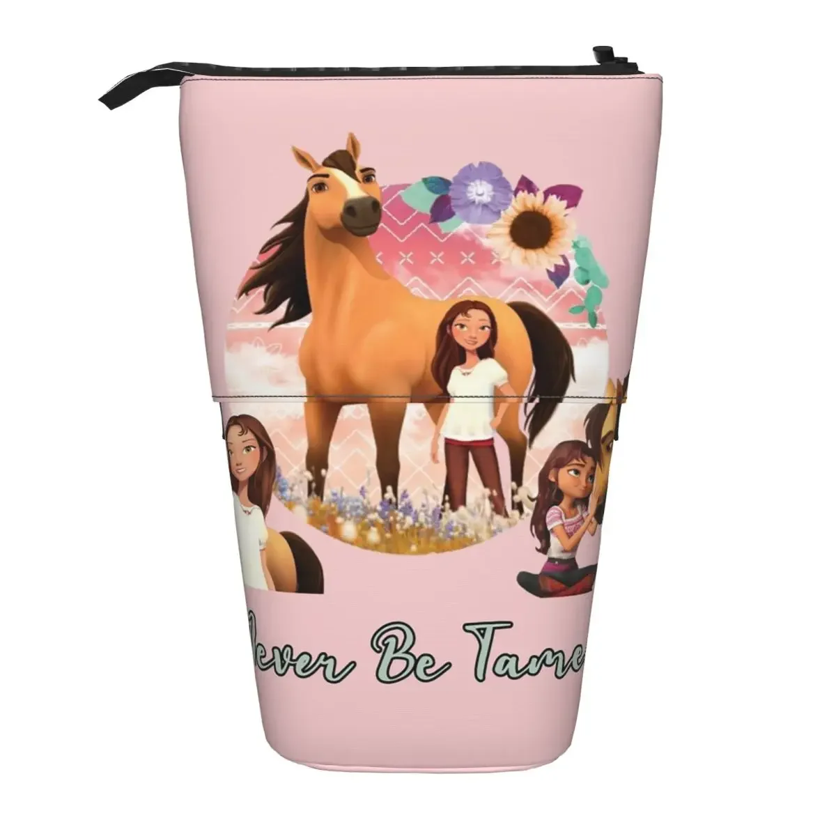 Never Be Tamed Spirit Riding Free Reversible Pencil Case for Kids Gifts Pen Box Pencil Bag Stationery Supplies Pen Holder Bag