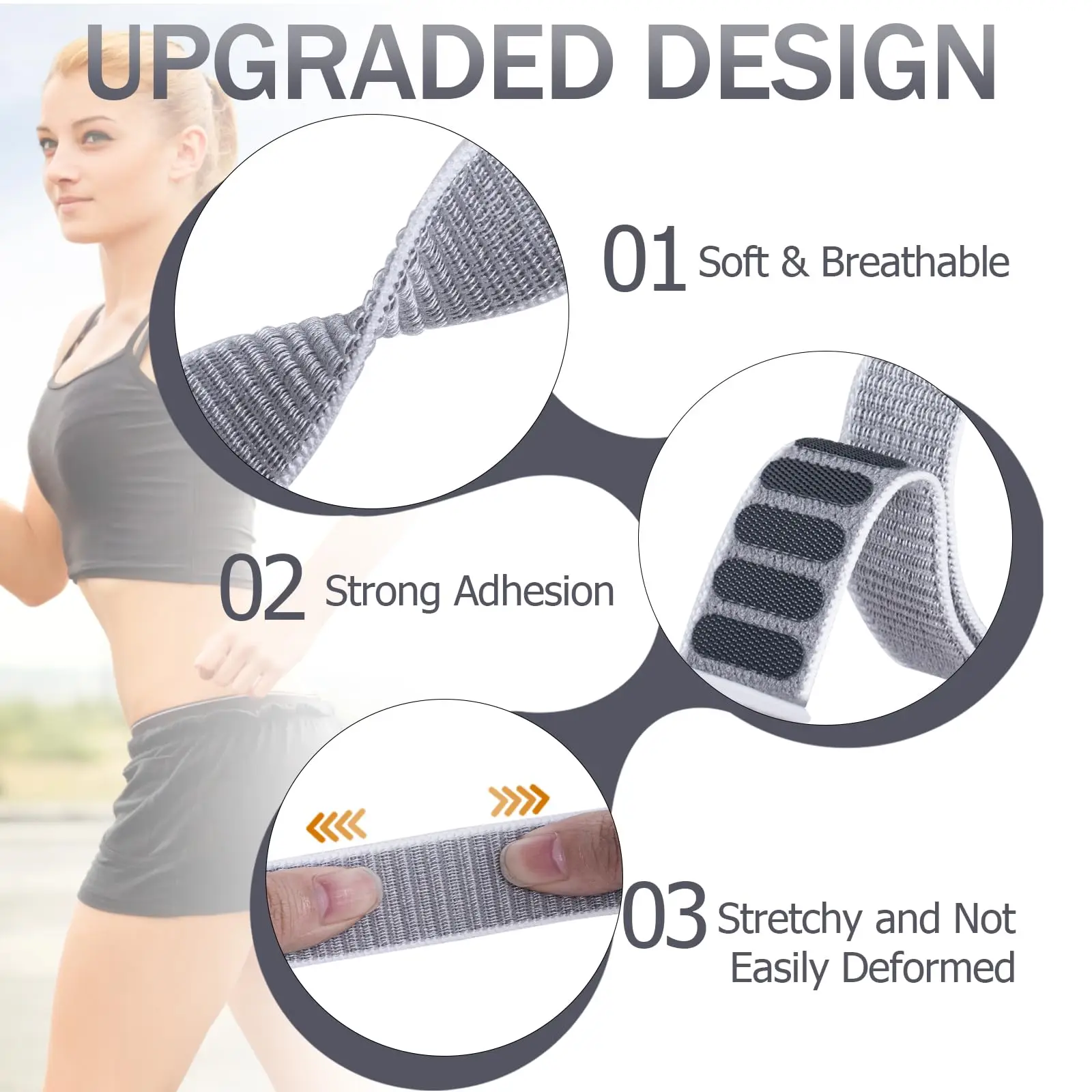 Sport-Knöchel-/Armbänder, kompatibel mit Apple Watch 49 mm, 45 mm, 44 mm, 42 mm, 41 mm, 40 mm, 38 mm, Nylonarmband für IWatch Ultra SE Serie 9