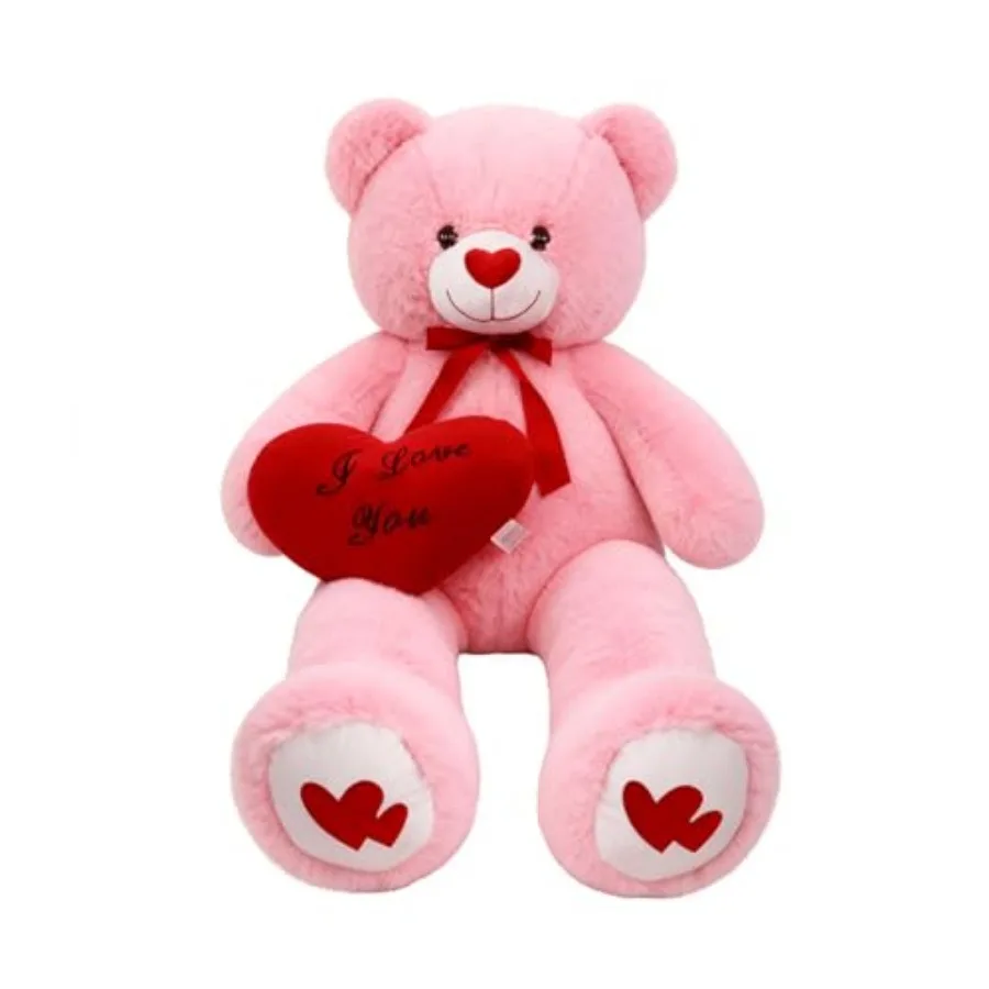 

Гигантский розовый плюшевый медведь 51,2 дюйма с мягкой подушкой-сердцем, подарок на День святого Валентина, из мягкого флиса